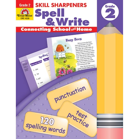 Evan-Moor Educational Publishers Skill Sharpeners Spell + Write Book, Grade 2 4538